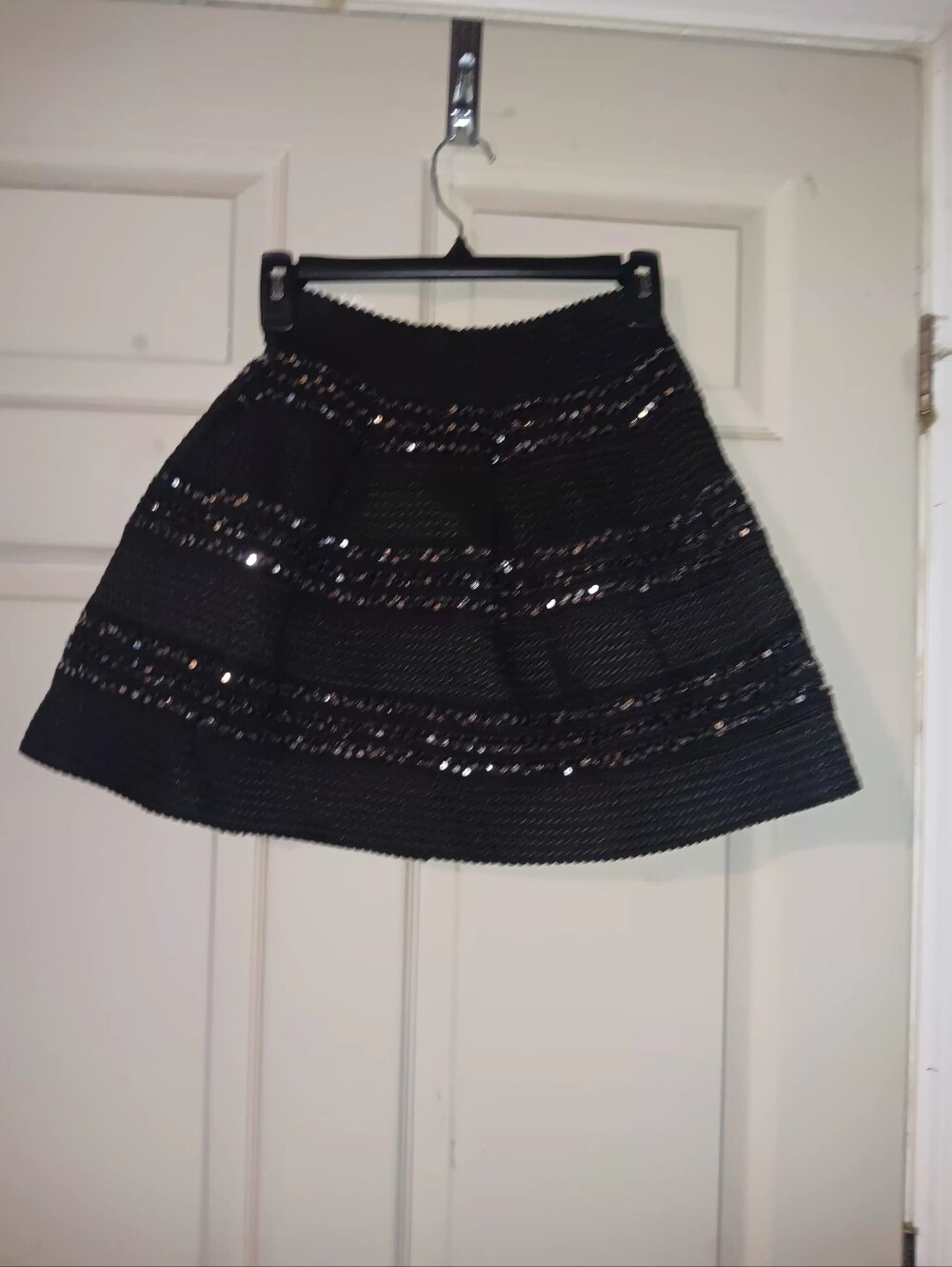 Wildcat Womens Black Sequin Cockrail Skirt Sz S Stretch